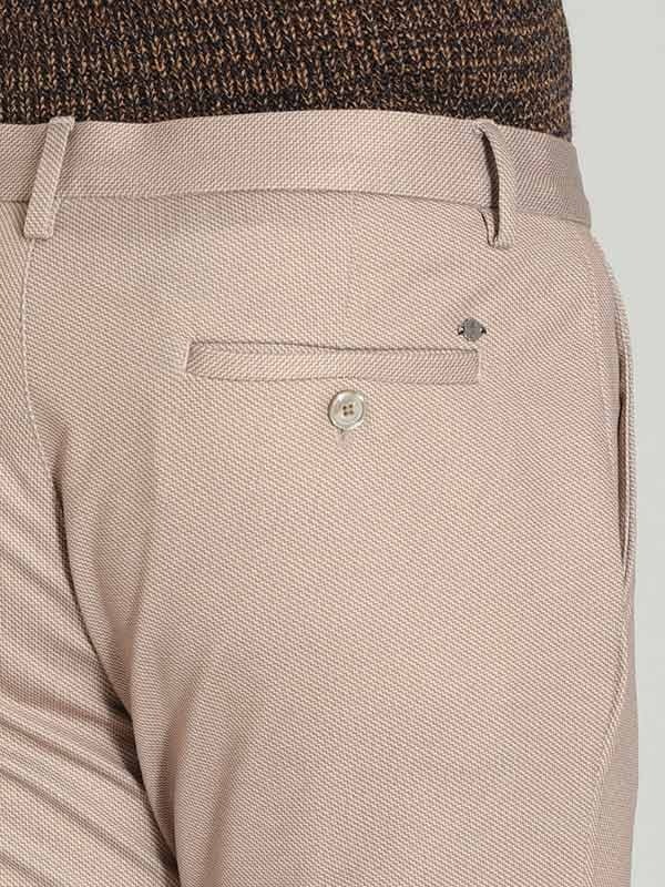 Indian Terrain Men's Comfort Fit All Over Print Khaki Trousers